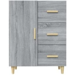 TRUE DEAL Buffet Sonoma Gris 69,5x34x90 Cm Bois D'ingénierie -Buffet et enfilade Soldes 67305867 5