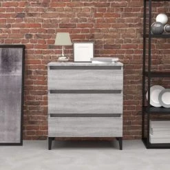 TRUE DEAL Buffet Sonoma Gris 60x35x69 Cm Bois D'ingénierie