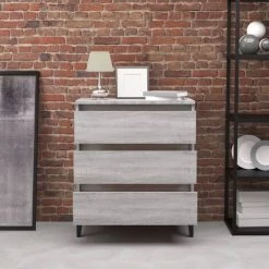 TRUE DEAL Buffet Sonoma Gris 60x35x69 Cm Bois D'ingénierie -Buffet et enfilade Soldes 67305880 3