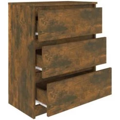 TRUE DEAL Buffet Chêne Fumé 60x35x76 Cm Bois D'ingénierie -Buffet et enfilade Soldes 67307320 5