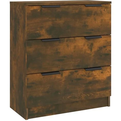 TRUE DEAL Buffet Chêne Fumé 60x30x70 Cm Bois D'ingénierie 2 TRUE DEAL Buffet Chêne Fumé 60x30x70 Cm Bois D'ingénierie – Image 2