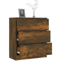 TRUE DEAL Buffet Chêne Fumé 60x30x70 Cm Bois D'ingénierie 8 TRUE DEAL Buffet Chêne Fumé 60x30x70 Cm Bois D'ingénierie -Buffet et enfilade Soldes 67307439 4
