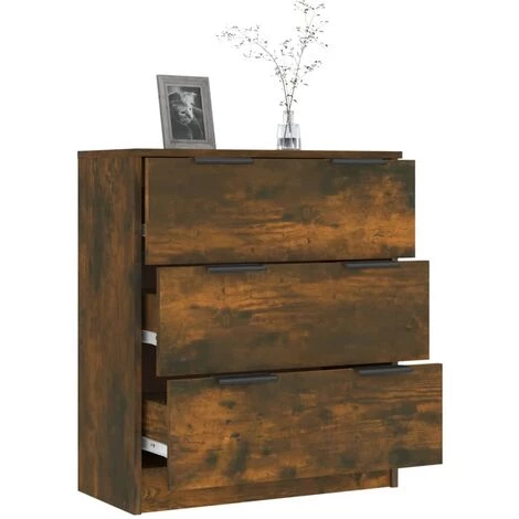 TRUE DEAL Buffet Chêne Fumé 60x30x70 Cm Bois D'ingénierie 4 TRUE DEAL Buffet Chêne Fumé 60x30x70 Cm Bois D'ingénierie – Image 4
