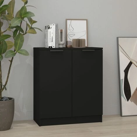 TRUE DEAL Buffet Noir 60x30x70 Cm Bois D'ingénierie 1 TRUE DEAL Buffet Noir 60x30x70 Cm Bois D'ingénierie