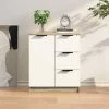 TRUE DEAL Buffet Blanc Et Chêne Sonoma 60x30x70 Cm Bois D'ingénierie