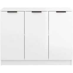 TRUE DEAL Buffet Blanc Brillant 90,5x30x70 Cm Bois D'ingénierie -Buffet et enfilade Soldes 67309417 5