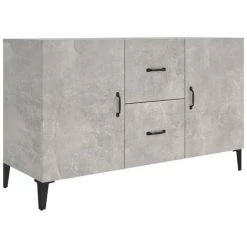 TRUE DEAL Buffet Gris Béton 100x36x60 Cm Bois D'ingénierie -Buffet et enfilade Soldes 67309502 2
