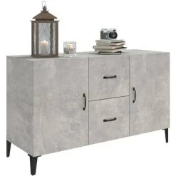 TRUE DEAL Buffet Gris Béton 100x36x60 Cm Bois D'ingénierie -Buffet et enfilade Soldes 67309502 4