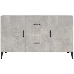 TRUE DEAL Buffet Gris Béton 100x36x60 Cm Bois D'ingénierie -Buffet et enfilade Soldes 67309502 5