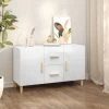 TRUE DEAL Buffet Blanc Brillant 100x36x60 Cm Bois D'ingénierie