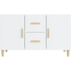 TRUE DEAL Buffet Blanc Brillant 100x36x60 Cm Bois D'ingénierie -Buffet et enfilade Soldes 67309517 3