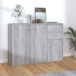 TRUE DEAL Buffet Sonoma Gris 105x30x75 Cm Bois D'ingénierie