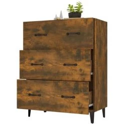 TRUE DEAL Buffet Chêne Fumé 69,5x34x90 Cm Bois D'ingénierie -Buffet et enfilade Soldes 67310009 4