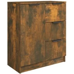 TRUE DEAL Buffets 2 Pcs Chêne Fumé 60x30x70 Cm Bois D'ingénierie -Buffet et enfilade Soldes 67310162 5
