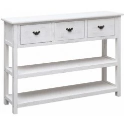 TRUE DEAL Buffet Blanc Antique 108x30x76 Cm Bois De Paulownia Massif