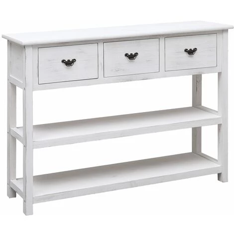 TRUE DEAL Buffet Blanc Antique 108x30x76 Cm Bois De Paulownia Massif 1 TRUE DEAL Buffet Blanc Antique 108x30x76 Cm Bois De Paulownia Massif