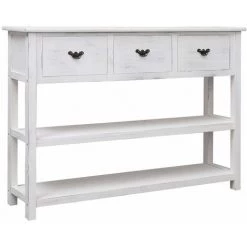 TRUE DEAL Buffet Blanc Antique 108x30x76 Cm Bois De Paulownia Massif 7 TRUE DEAL Buffet Blanc Antique 108x30x76 Cm Bois De Paulownia Massif -Buffet et enfilade Soldes 67310254 3