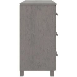 TRUE DEAL Buffet Gris Clair 90x40x80 Cm Bois De Pin Solide -Buffet et enfilade Soldes 67310312 4