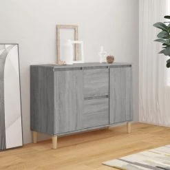 TRUE DEAL Buffet Sonoma Gris 103,5x35x70 Cm Bois D'ingénierie