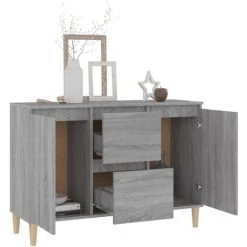 TRUE DEAL Buffet Sonoma Gris 103,5x35x70 Cm Bois D'ingénierie -Buffet et enfilade Soldes 67310472 3