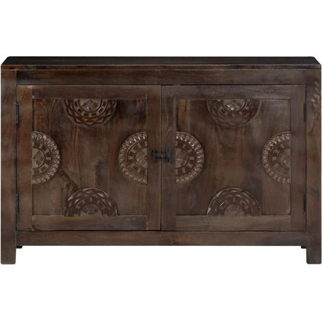 DOC&ET² Buffet Avec Dessin Sculpté 110x35x70 Cm Bois De Manguier Massif - Brun 1 DOC&ET² Buffet Avec Dessin Sculpté 110x35x70 Cm Bois De Manguier Massif - Brun