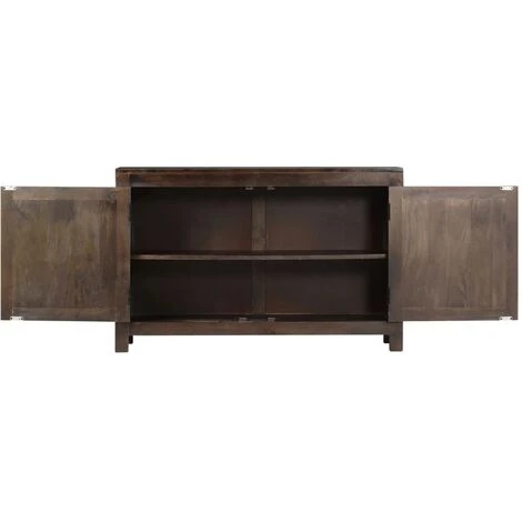 DOC&ET² Buffet Avec Dessin Sculpté 110x35x70 Cm Bois De Manguier Massif - Brun 3 DOC&ET² Buffet Avec Dessin Sculpté 110x35x70 Cm Bois De Manguier Massif - Brun – Image 3