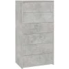 DOC&ET² Buffet Avec 6 Tiroirs Gris Béton 50x34x96 Cm Aggloméré - Gris