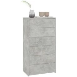 DOC&ET² Buffet Avec 6 Tiroirs Gris Béton 50x34x96 Cm Aggloméré - Gris 7 DOC&ET² Buffet Avec 6 Tiroirs Gris Béton 50x34x96 Cm Aggloméré - Gris -Buffet et enfilade Soldes 67321745 3