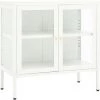 DOC&ET² Buffet Blanc 70x35x70 Cm Acier Et Verre - Blanc