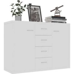 DOC&ET² Buffet Blanc 88x30x65 Cm Aggloméré - Blanc 7 DOC&ET² Buffet Blanc 88x30x65 Cm Aggloméré - Blanc -Buffet et enfilade Soldes 67322398 3