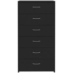 DOC&ET² Buffet Avec 6 Tiroirs Noir 50x34x96 Cm Aggloméré - Noir -Buffet et enfilade Soldes 67322474 4