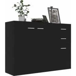 DOC&ET² Buffet Noir 105x30x75 Cm Aggloméré - Noir -Buffet et enfilade Soldes 67322546 3