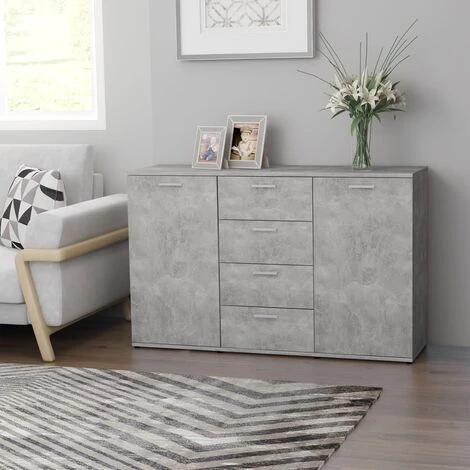 DOC&ET² Buffet Gris Béton 120x35.5x75 Cm Aggloméré - Gris 2 DOC&ET² Buffet Gris Béton 120x35.5x75 Cm Aggloméré - Gris – Image 2