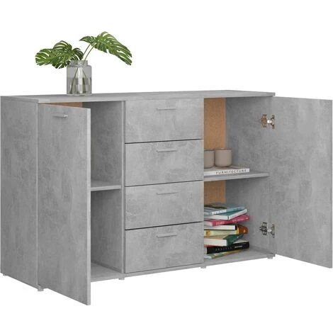 DOC&ET² Buffet Gris Béton 120x35.5x75 Cm Aggloméré - Gris 5 DOC&ET² Buffet Gris Béton 120x35.5x75 Cm Aggloméré - Gris – Image 5