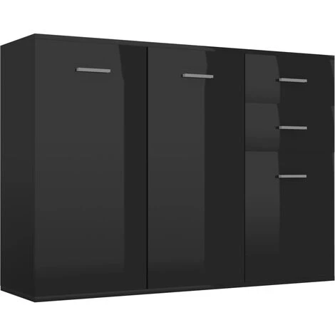 DOC&ET² Buffet Noir Brillant 105x30x75 Cm Aggloméré - Noir 1 DOC&ET² Buffet Noir Brillant 105x30x75 Cm Aggloméré - Noir