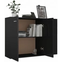 DOC&ET² Buffet Noir Brillant 105x30x75 Cm Aggloméré - Noir 7 DOC&ET² Buffet Noir Brillant 105x30x75 Cm Aggloméré - Noir -Buffet et enfilade Soldes 67322661 3