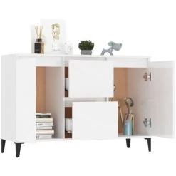 DOC&ET² Buffet Blanc Brillant 104x35x70 Cm Aggloméré - Blanc -Buffet et enfilade Soldes 67322728 3