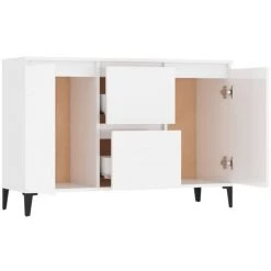 DOC&ET² Buffet Blanc Brillant 104x35x70 Cm Aggloméré - Blanc -Buffet et enfilade Soldes 67322728 4