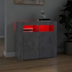 DOC&ET² Buffet Avec Lumières LED Gris Béton 80x35x75 Cm - Gris -Buffet et enfilade Soldes 67322755 3