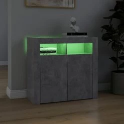 DOC&ET² Buffet Avec Lumières LED Gris Béton 80x35x75 Cm - Gris -Buffet et enfilade Soldes 67322755 4