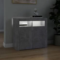 DOC&ET² Buffet Avec Lumières LED Gris Béton 80x35x75 Cm - Gris -Buffet et enfilade Soldes 67322755 5
