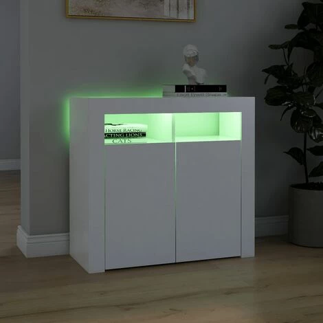 DOC&ET² Buffet Avec Lumières LED Blanc 80x35x75 Cm - Blanc 4 DOC&ET² Buffet Avec Lumières LED Blanc 80x35x75 Cm - Blanc – Image 4