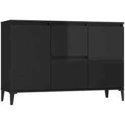 DOC&ET² Buffet Noir Brillant 104x35x70 Cm Aggloméré - Noir