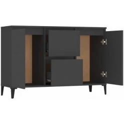 DOC&ET² Buffet Gris 104x35x70 Cm Aggloméré - Gris 8 DOC&ET² Buffet Gris 104x35x70 Cm Aggloméré - Gris -Buffet et enfilade Soldes 67322991 4