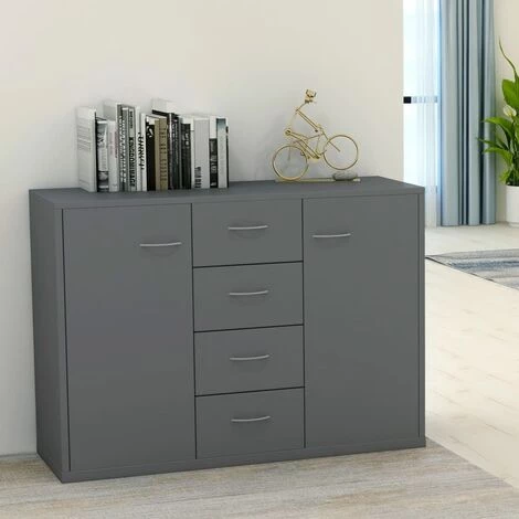 DOC&ET² Buffet Gris 88x30x65 Cm Aggloméré - Gris 2 DOC&ET² Buffet Gris 88x30x65 Cm Aggloméré - Gris – Image 2