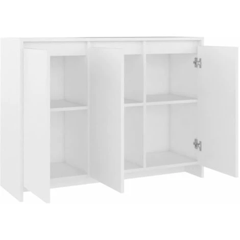 DOC&ET² Buffet Blanc 102x33x75 Cm Aggloméré - Blanc 5 DOC&ET² Buffet Blanc 102x33x75 Cm Aggloméré - Blanc – Image 5