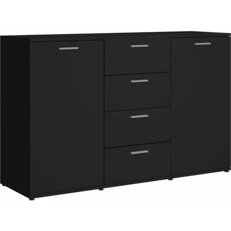 DOC&ET² Buffet Noir 120x35.5x75 Cm Aggloméré - Noir 1 DOC&ET² Buffet Noir 120x35.5x75 Cm Aggloméré - Noir