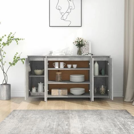 DOC&ET² Buffet Gris Béton 135x41x75 Cm Aggloméré - Gris 3 DOC&ET² Buffet Gris Béton 135x41x75 Cm Aggloméré - Gris – Image 3