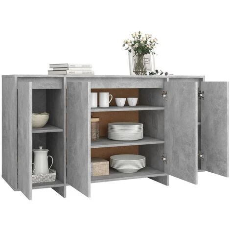 DOC&ET² Buffet Gris Béton 135x41x75 Cm Aggloméré - Gris 4 DOC&ET² Buffet Gris Béton 135x41x75 Cm Aggloméré - Gris – Image 4