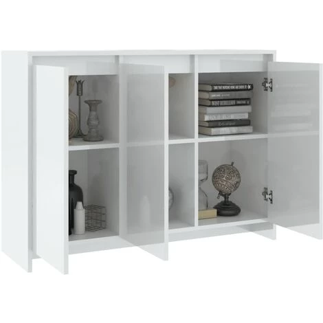DOC&ET² Buffet Blanc Brillant 102x33x75 Cm Aggloméré - Blanc 4 DOC&ET² Buffet Blanc Brillant 102x33x75 Cm Aggloméré - Blanc – Image 4